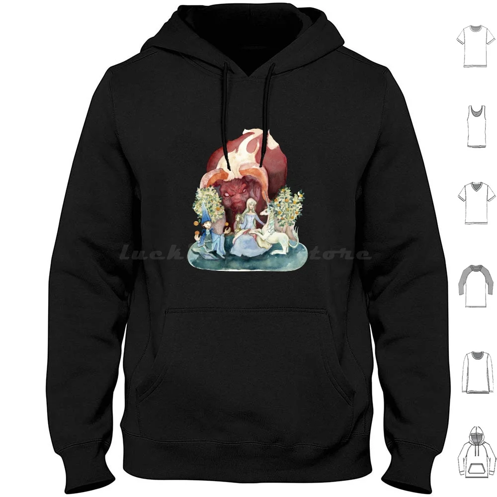 The Last Unicorn Medieval Hoodie cotton Long Sleeve Thelastunicorn Schmendrick Unicorn Amalthea Watercolor Fanart Last