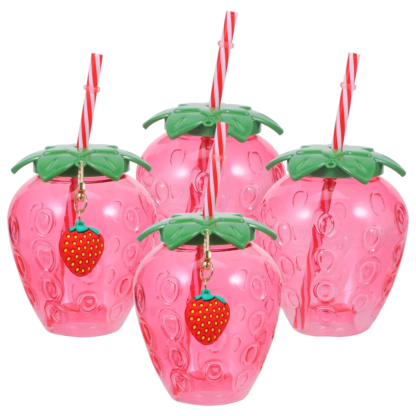 

4 Pcs Strawberry Sippy Cup Fruit Tumbler Straws Drinking Women Tropical Party Summer Milk Tea Cups Glassware Kitchen Bar