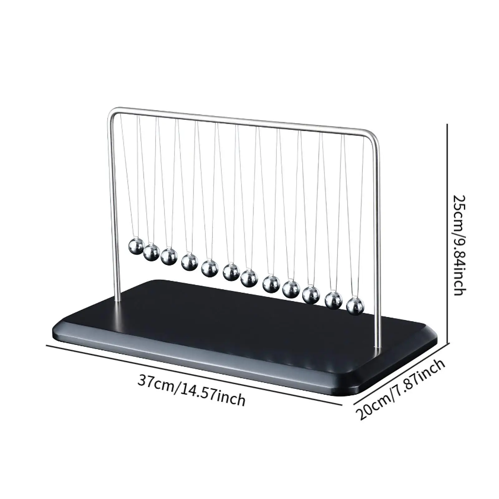 Black Silver Newton Cradle Pendulum Balls Desktop Physics Toy Metal Base for Office Relaxation and Education