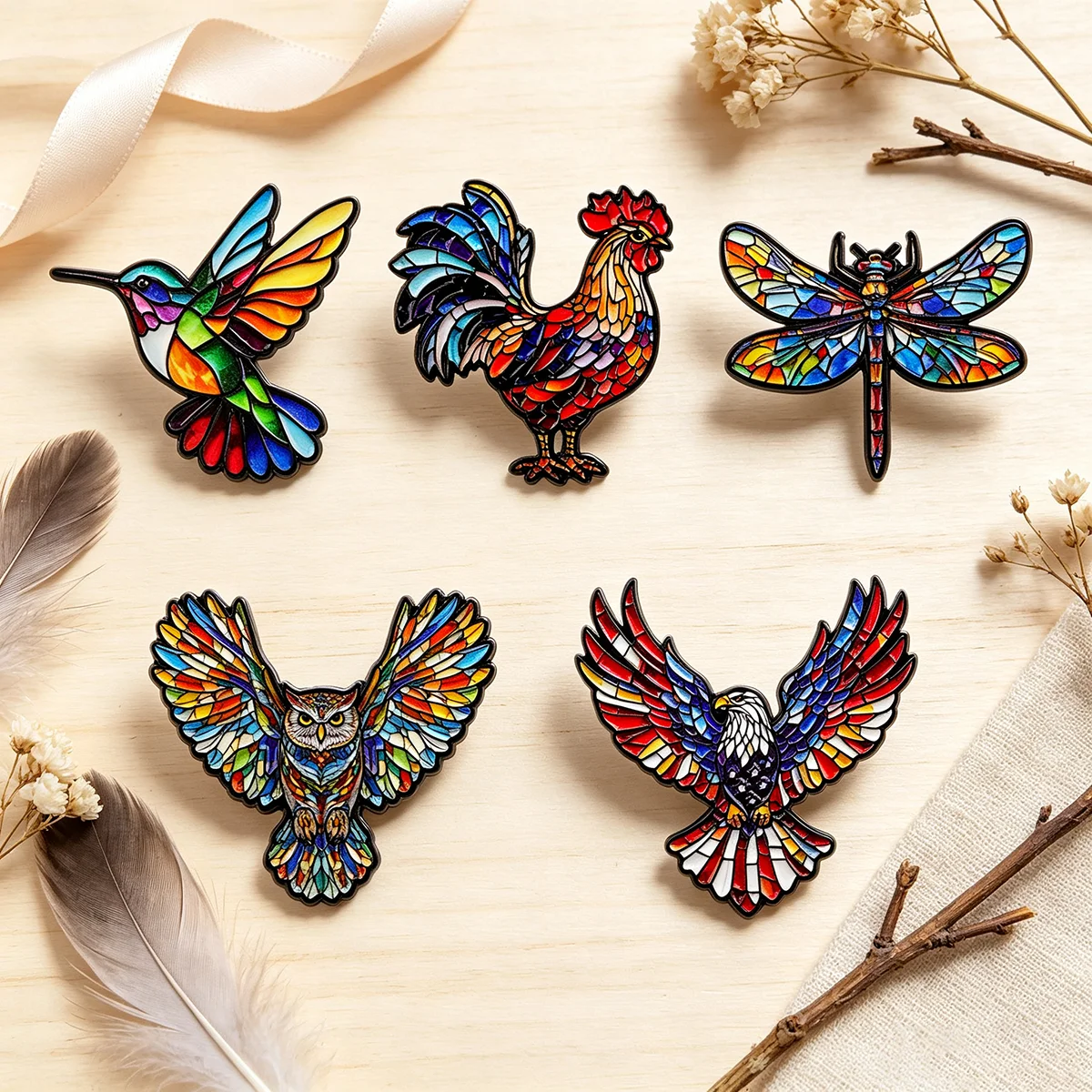 Tierische Emaille-Pins aus Buntglas-Optik, Set mit Fuchs-, Katzen- und Hundebroschen, Abzeichen für Rucksäcke, Kleidung, Accessoires, Schmuck, Geschenk für Freunde – Detail 3