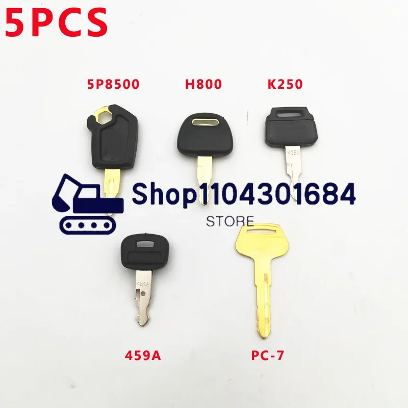 5pcs Excavator Ignition Start Key Set Excavator Replacement Keys for Kubota Kobelco Komatsu Dozer Digger