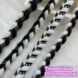 New Black White Stitching Small Fragrant Tweed Webbing Braid Lace Hem DIY Clothing Material Accessories De Couture By The Yard