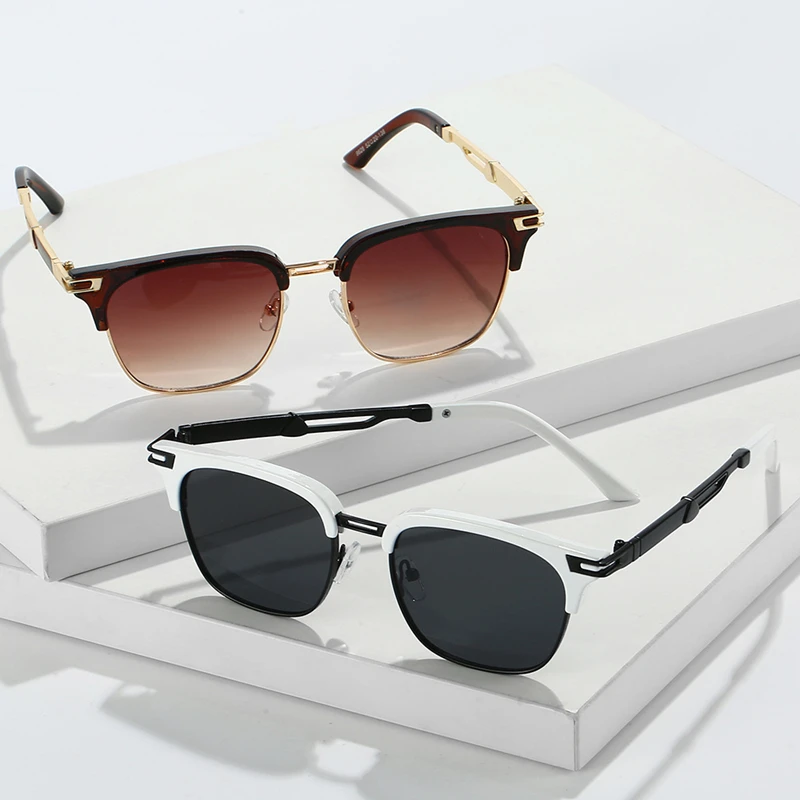 New Metal Eyebrow Frame Sunglasses European and American Retro Modern Style Sunglasses Men's and Women's UV Resistant Glasses