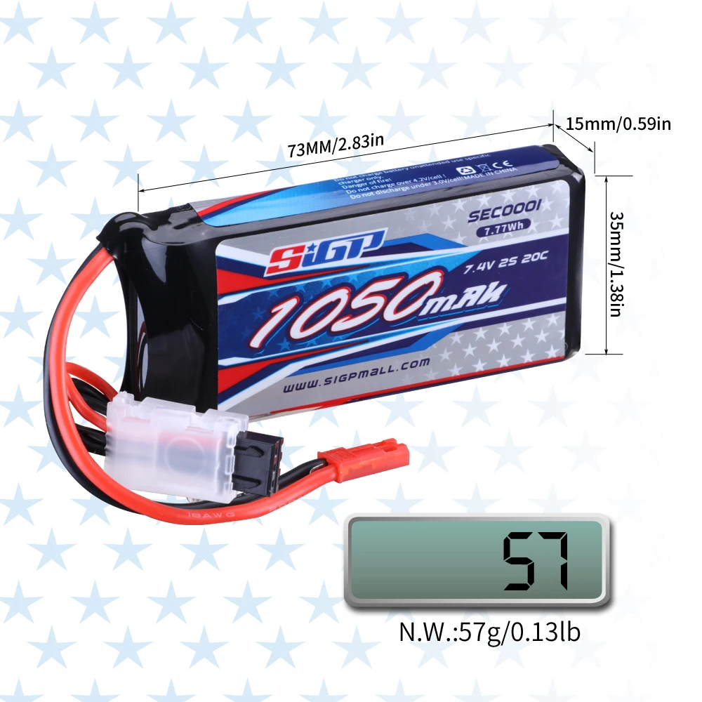 Sigp 2s lipo batterie für 900mah 1050mah 1350mah 7,4 v 20c 25c mit jst xt30 stecker rc flugzeug quadcopter hubschrauber drohne fpv 2pc