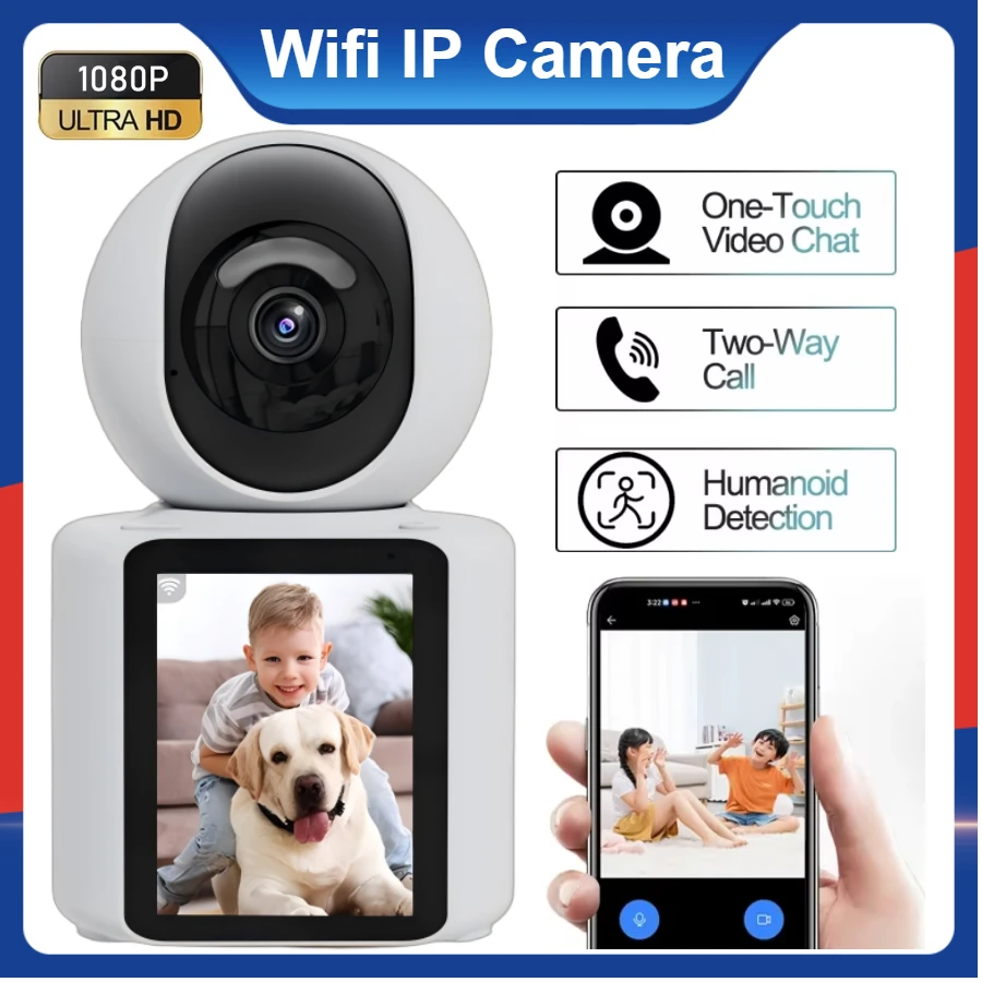 1080P 2.8'' IPS Screen Camera Security Wifi 2-way Video Intercom One-Click Call Baby Monitor Night Vision PTZ Wireless IP Camera