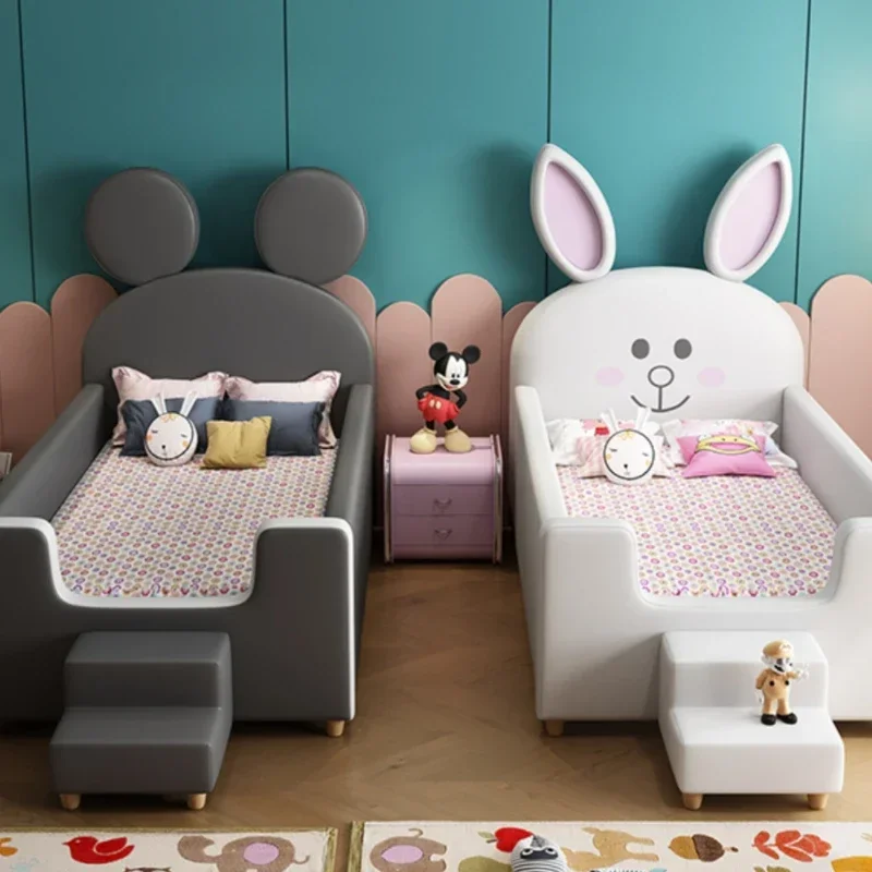 Cute Animal Shape Childrens Bed Mattress Girls House Light Luxury Princess Bed Kids Loft Villa Cama Bedroom Set Furniture