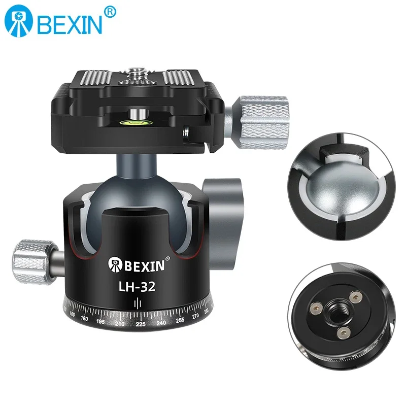 

BEXIN Andoer Tripod Ball Head with 3/8in Screw 360 Degree Swivel Aluminum Alloy Photography Ballhead Tripod for DSLR Camera