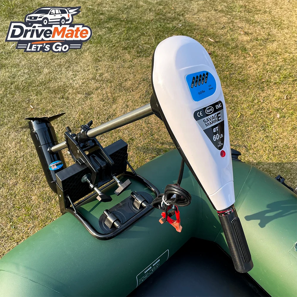 

60lbs Electric Trolling Motor DC 12V 50A Saltwater Transom Mounted Outboard Brushed Engine for Inflatable Kayaks