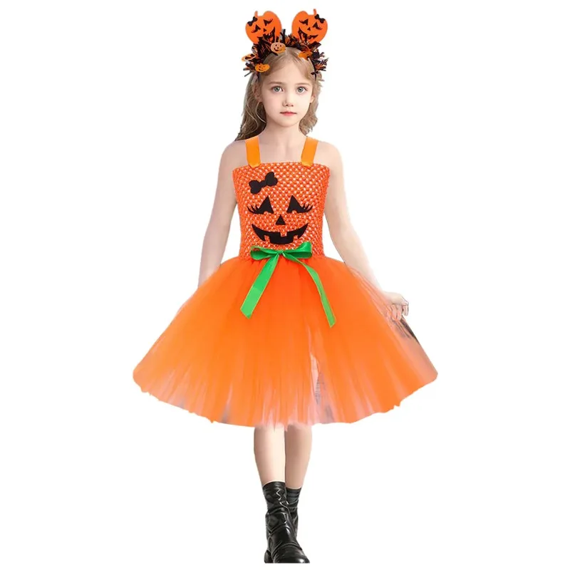 

Baby First Birthday Outfit Girl Girls Halloween Playful Pumpkin Dress Costumes Sleeveless Dress Girls Dark Dress Size 12
