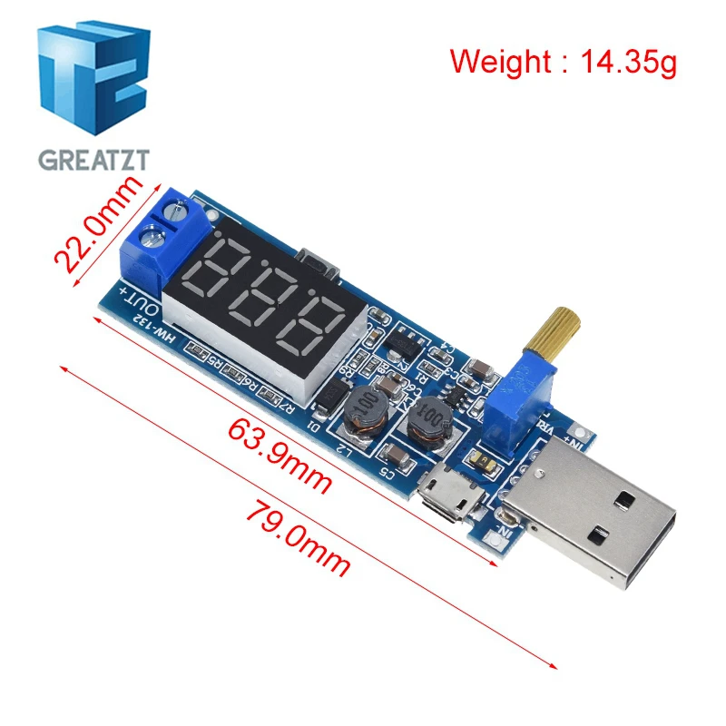 GREATZT DC-DC 5V to 3.5V / 12V USB Step UP / Down Power Supply Module Adjustable Boost Buck Converter Out DC 1.2V-24V