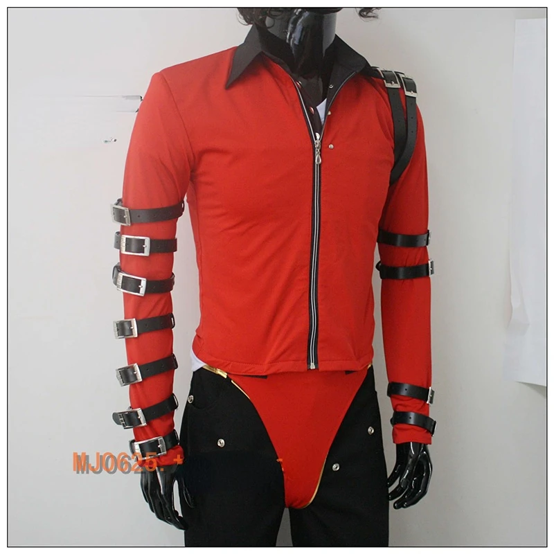 Michael Jackson BAD Red Jacket Coat MJ Casual Punk Cool Jacket Unisex Vocal Concert Costume Cosplay Halloween Handmade