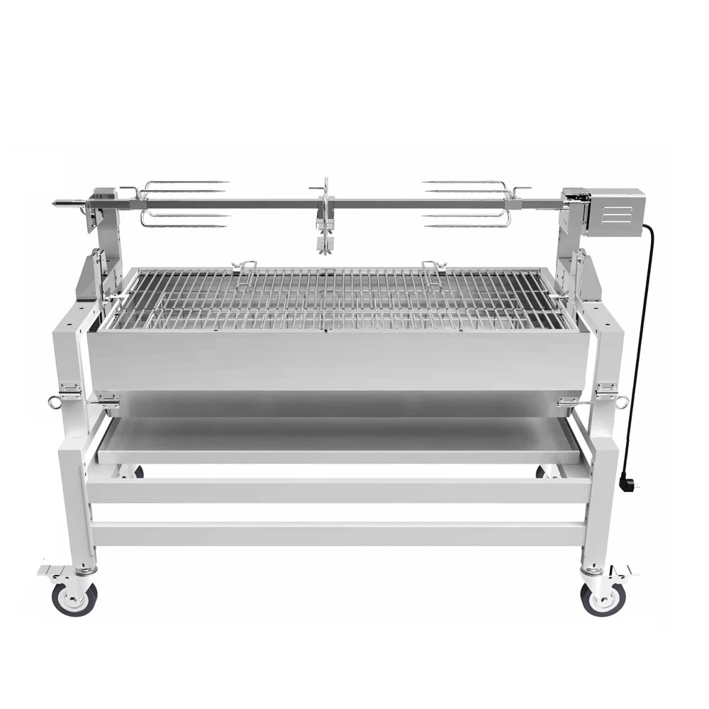 Removable Stainless Steel Outdoor Charcoal Griddle Pig Motor BBQ Grill Gardening Barbecue Grill With Roast Fork