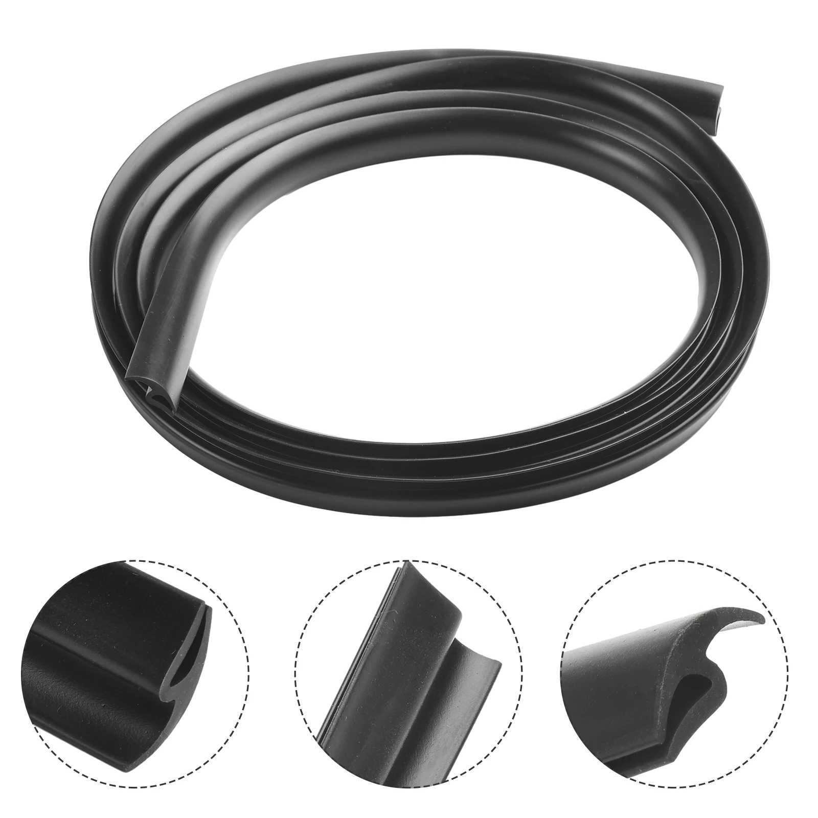 Tiras de sellado de goma para parabrisas delantero de coche, burlete de techo solar, accesorio negro, 2m