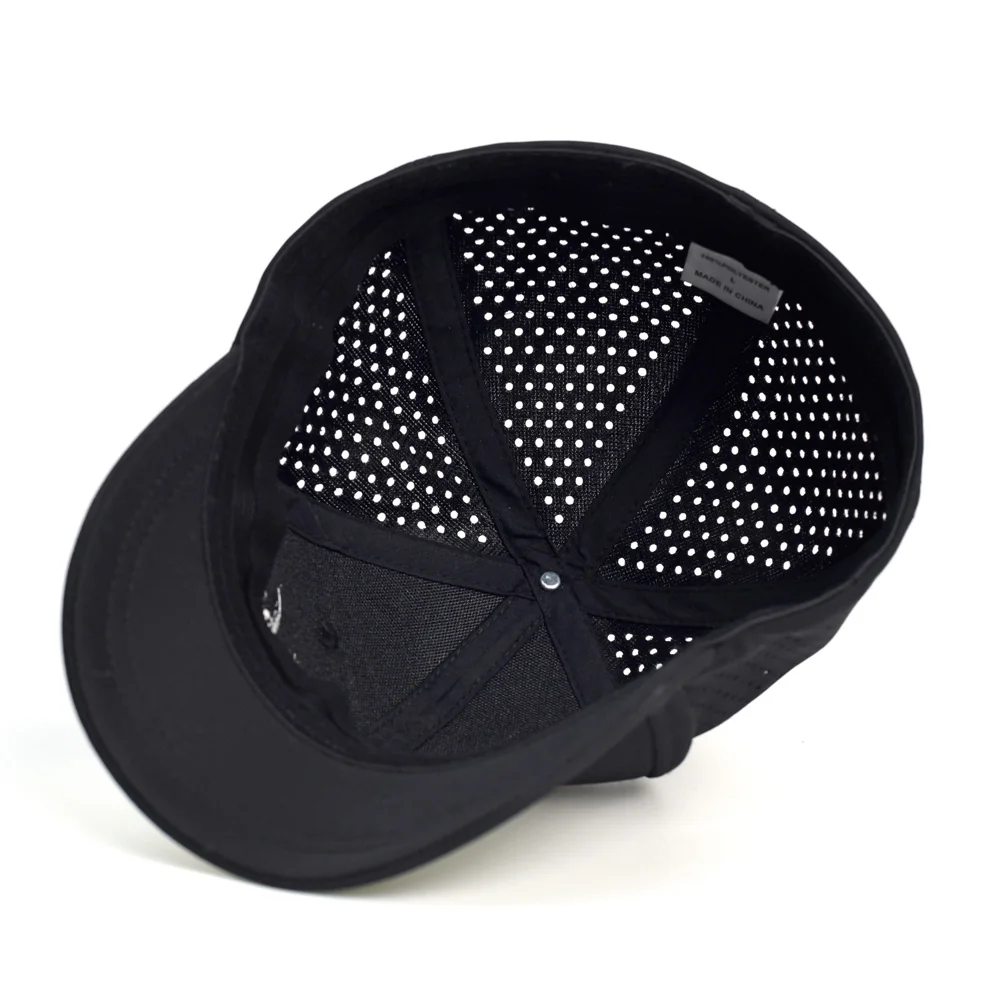 Mesh-Baseballkappe mit kurzem Schirm und geschlossener Rückseite für Herren und Damen – Atmungsaktive Snapback-Mütze, passende Dad-Hat, verstellbar, einfarbig im Trucker-Stil – Detail 6