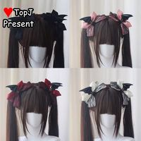 Subculture Original Handmade Demon Wings Bow Edge Clamp Lolita Wafer Dark Ghost Halloween Hair Accessories hairpin hair clip