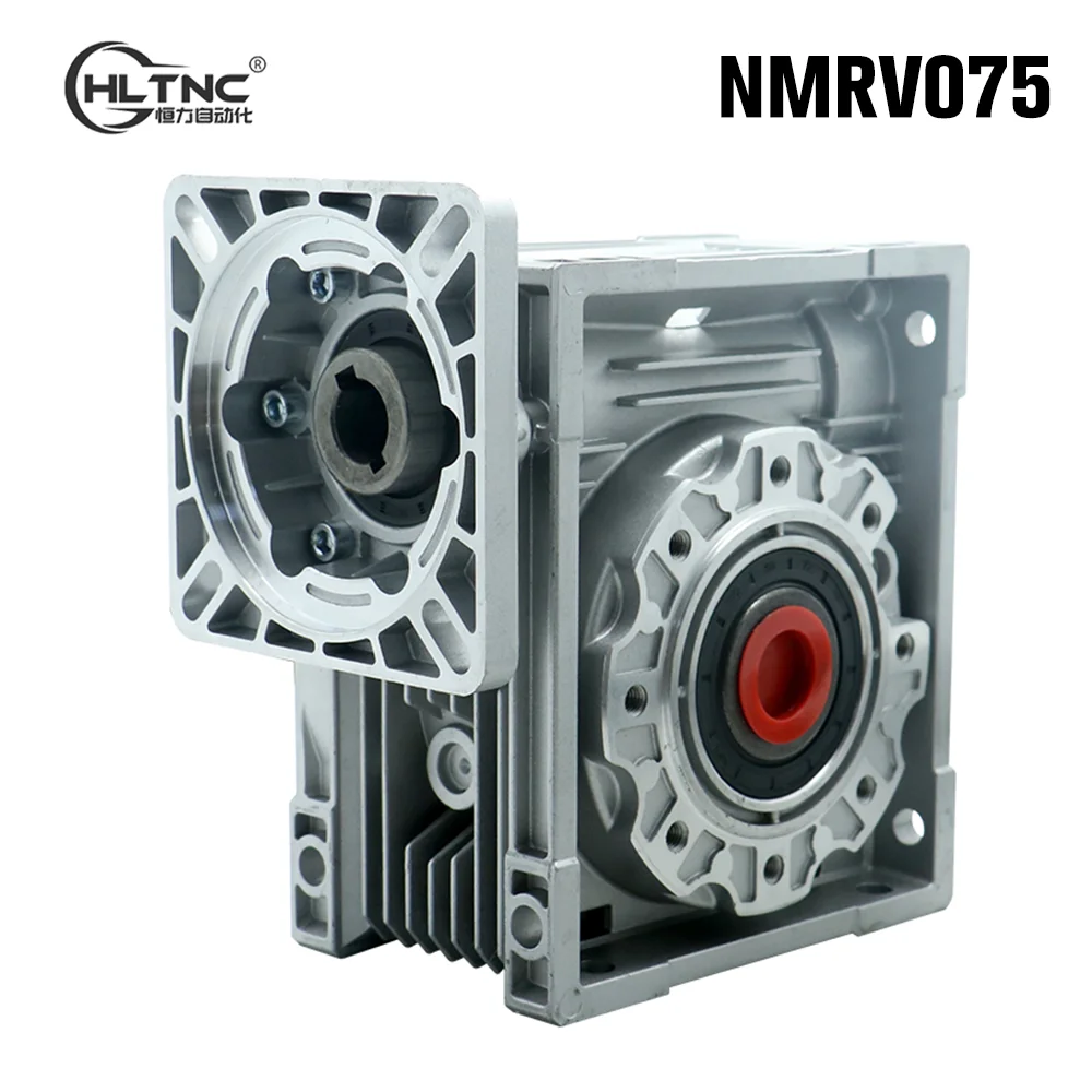 HLTNC NMRV 075 10:1 to 100:1 Worm Gear Reducer Gearbox With 19MM 22MM Input 28mm Output For CNC Engraver 110 130 ST Servo Motor