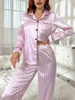 Autumn Winter Striped Pajamas Set for Women Sleepwear Long Sleeve Button Top and Long Pants Set Homewear Loungewear - Image 3