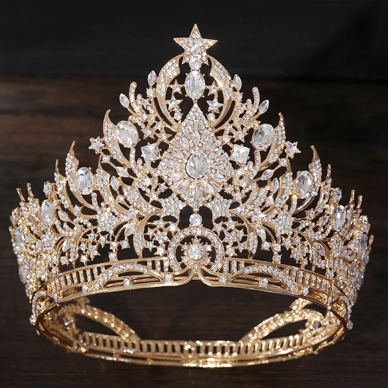 Rhinestone Crystal Large Diadem Miss Pageant Crown 13 cm Height Tiaras for Queen Prom Hair Jewelry Accessories view 6