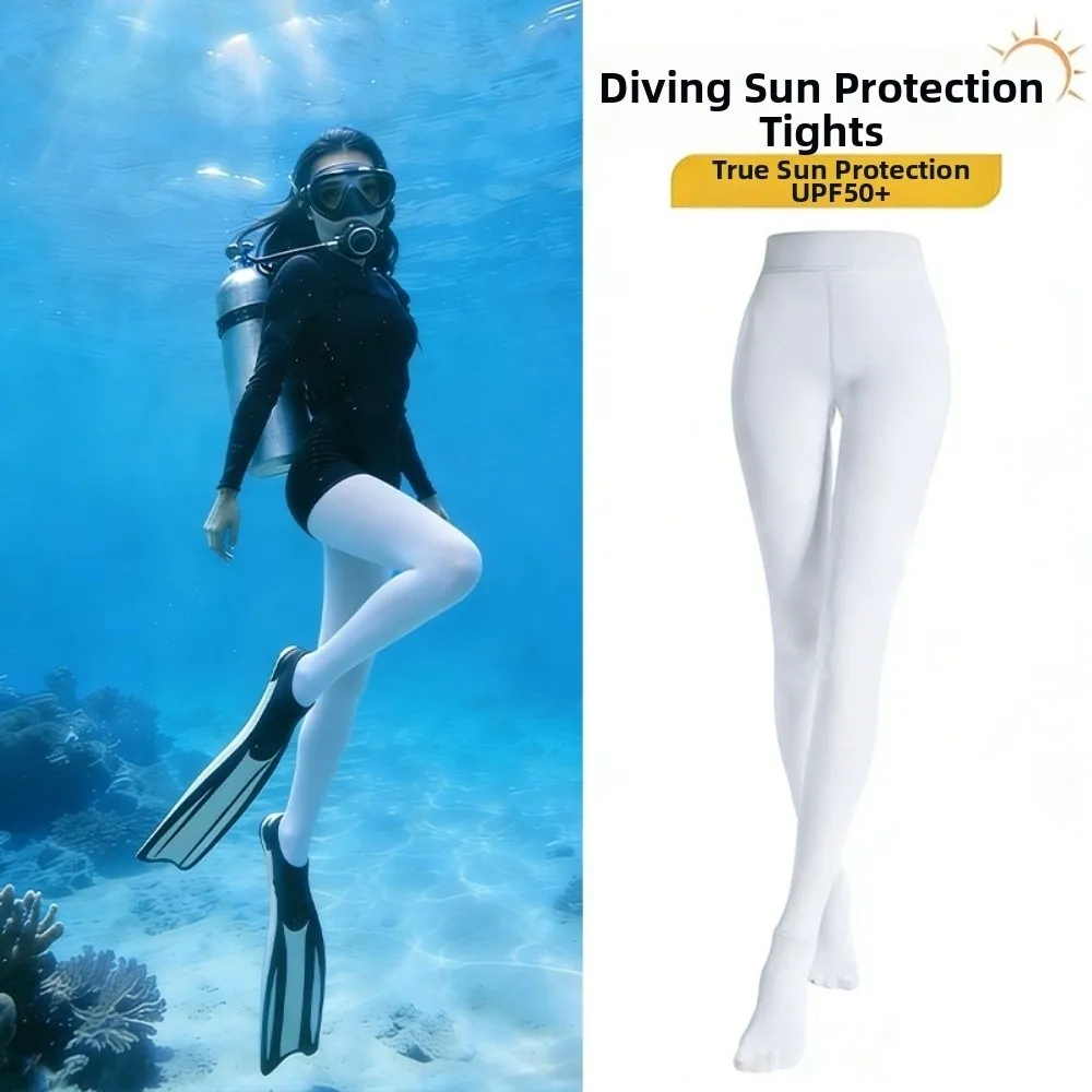 New Ice Silk Diving Tights Sun Protection High Waist Sun Protection Tights Breathable Full Foot Diving Pantyhose