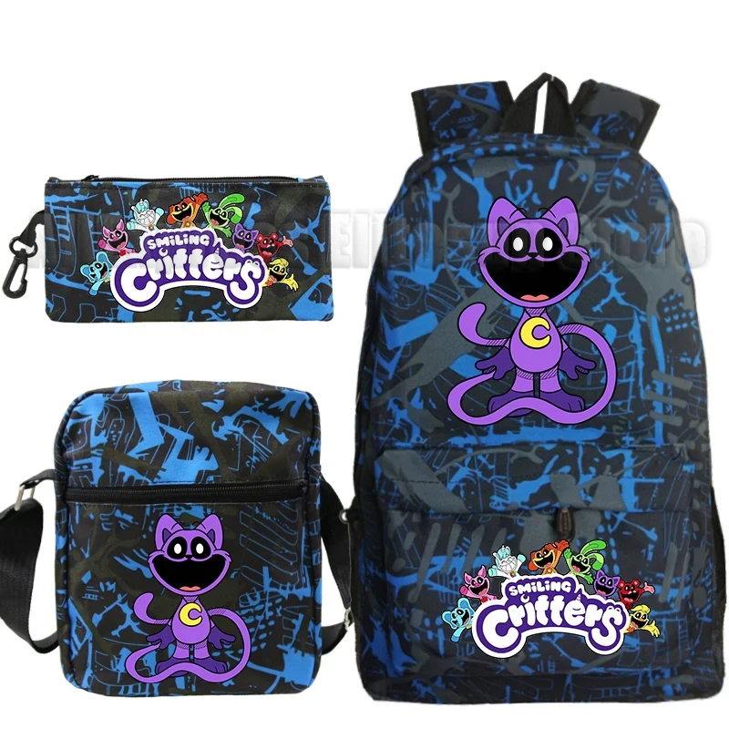 Smiling Critters Backpack 3Pcs Set Mochila Boys Girls Anime School Bags Men Women Travel Knapsack Teens Backpack Gift Mochila