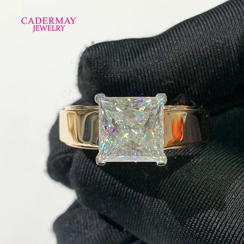 

Custom Jewelry 925 Silver 2 Tones Rose Gold Plated 5ct 9.5mm Princess Shape D VVS Moissanite Solitaire Ring for Men Gift Wedding