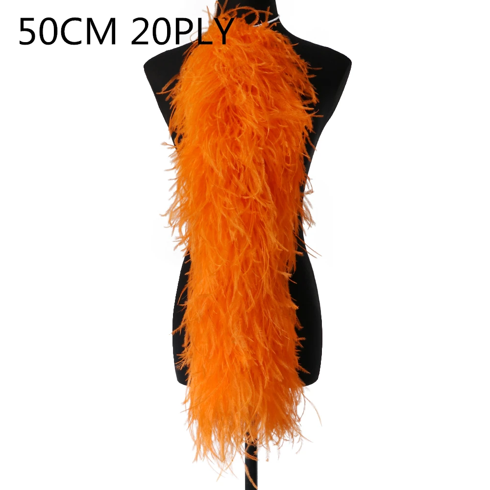 4 6 8 10 20 Ply Long Boa Customized Natural Ostrich Feather boa Costume Party Dress Decoration Plume Shawl for Crafts 50 CM long