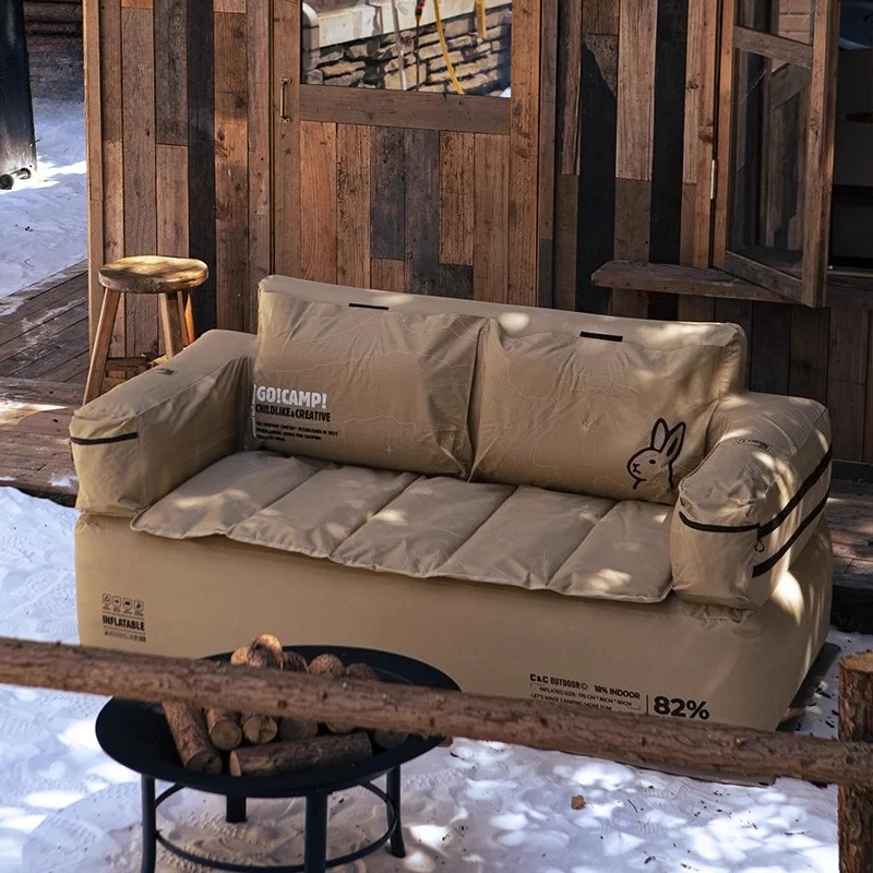 Double and Single Inflatable Sofa with Built-in Air Pump, Comfortable and Portable for Camping and Leisure Home Use