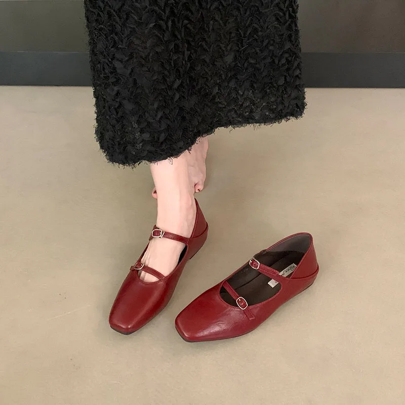 Schuhe, Lolita-Stil, flache Damenschuhe mit Schnallenriemen, Mary Janes, Damen-Flats, die die Körpergröße optisch erhöhen, weich, modisch, flache Damenschuhe. – Detail 4
