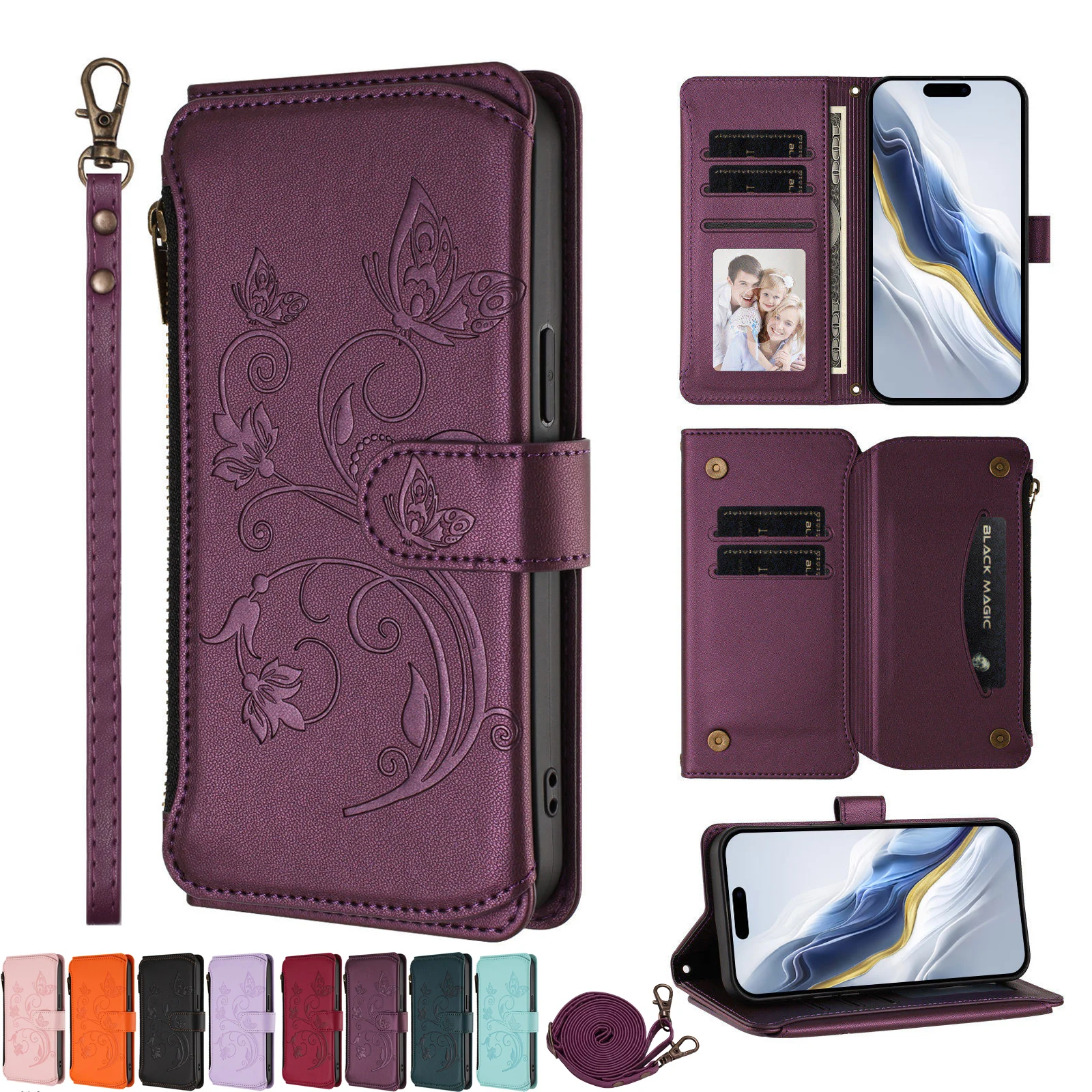 Capa de couro para cartões e telefone, para BLU View Speed 5G B1550VL 5 Pro C9 K50 G54 G64 G53 Bold K10, tipo carteira com tampa flip.