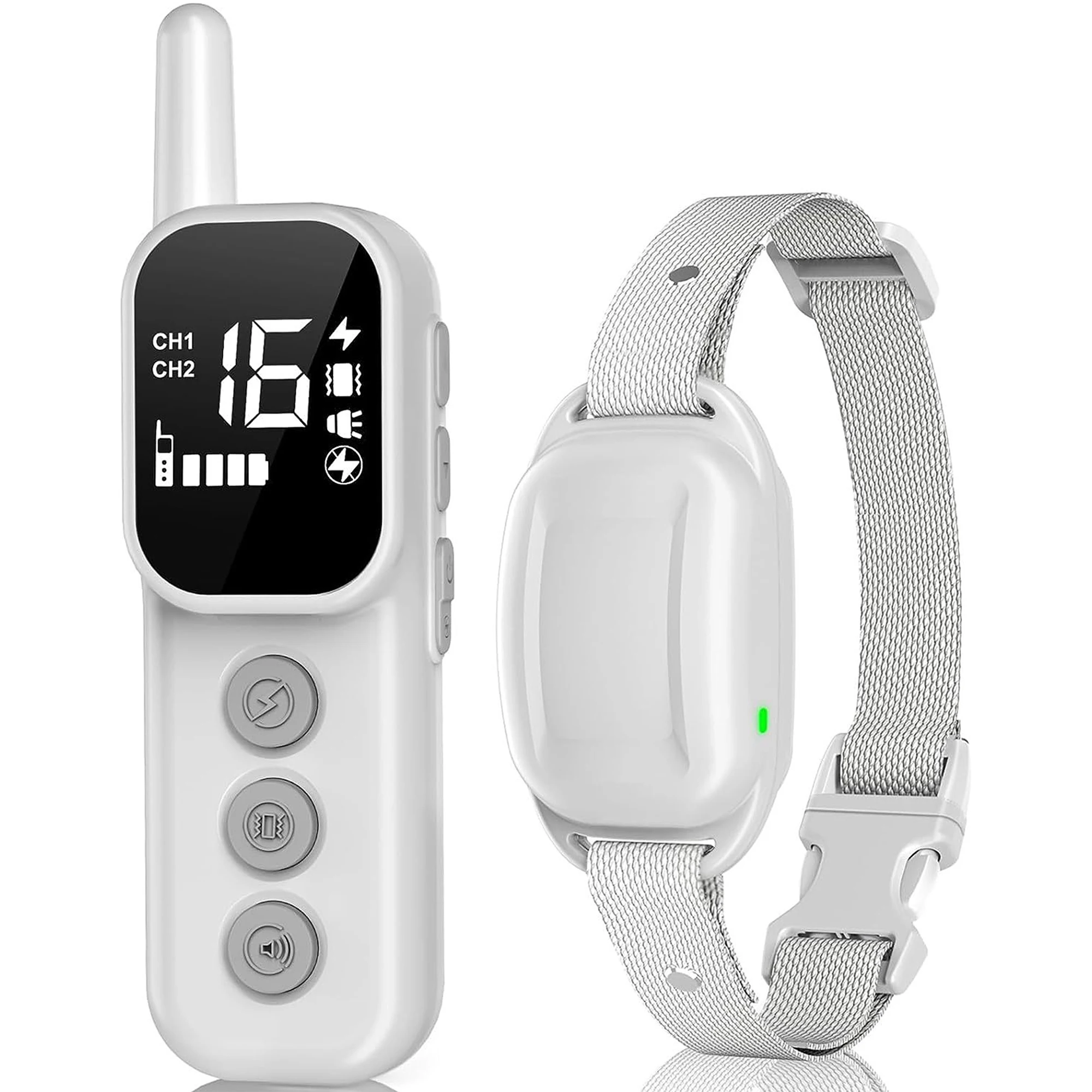Remote Dog Training Collar Beep Vibration Dual Channel 1000ft IP67 Waterproof Rechargeable LCD Display Adjustable Pet Supplies