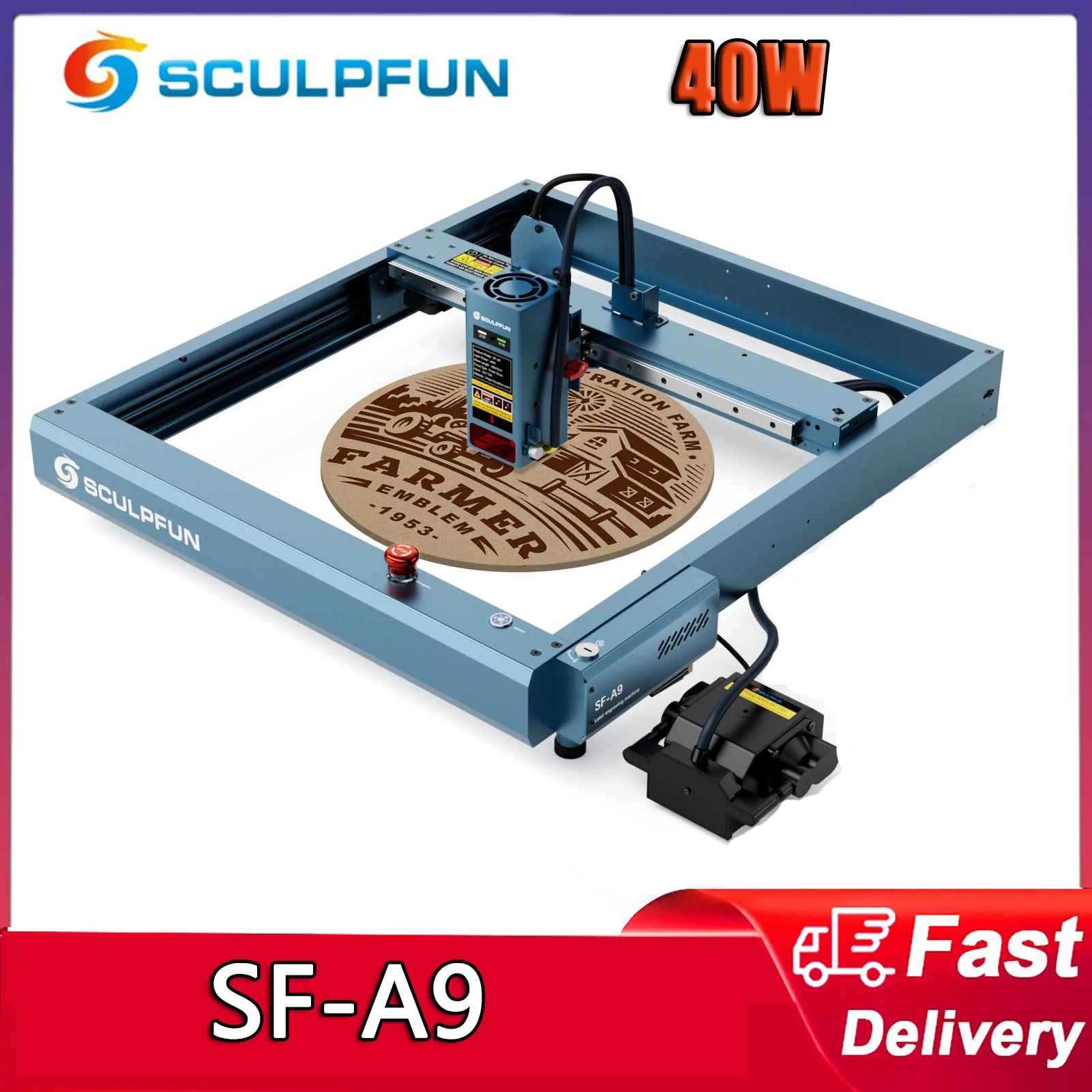 Sculpfun SF-A9 40W Laser Engraver Cutting Machine with Ultra-fine Laser Spot Adjustable 0.1mm/0.15mm Precise Positioning