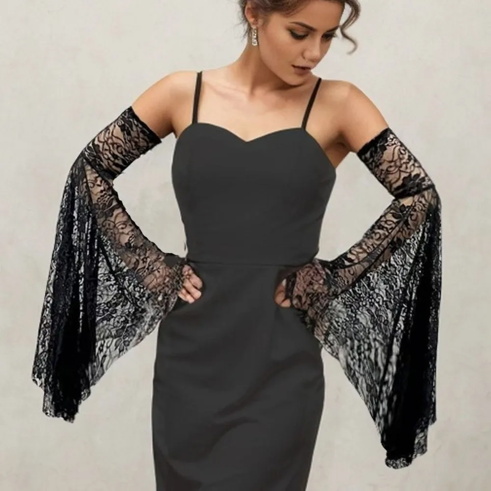 Elegant Long Tulle Sleeves Flower Embroidery Arm Decor Lace Arm Sleeves Sunscreen Breathable Bride Detachable Sleeves