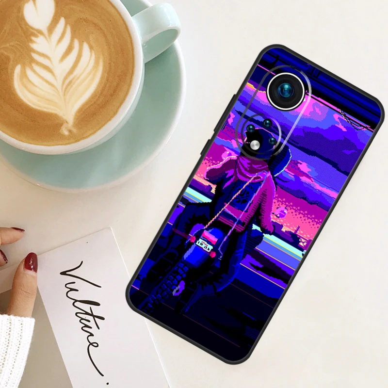 Anime Vaporwave Glitch For Huawei P40 P20 P30 P60 Pro Nova 5T 9 P Smart Honor Magic5 Lite 50 70 90 X8 X8a X9a Case