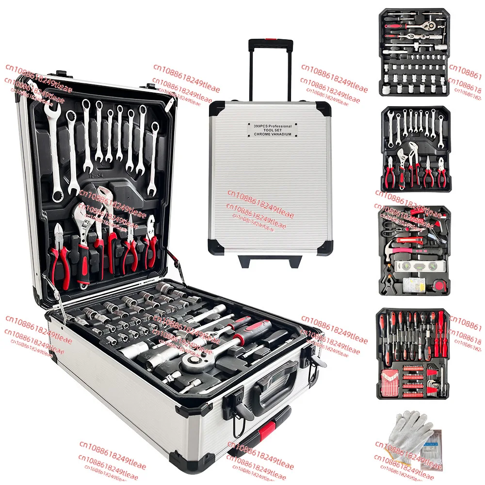 399 pieces sleeve combination auto repair tool, household manual wrench set ratchet screwdriver hardware toolbox