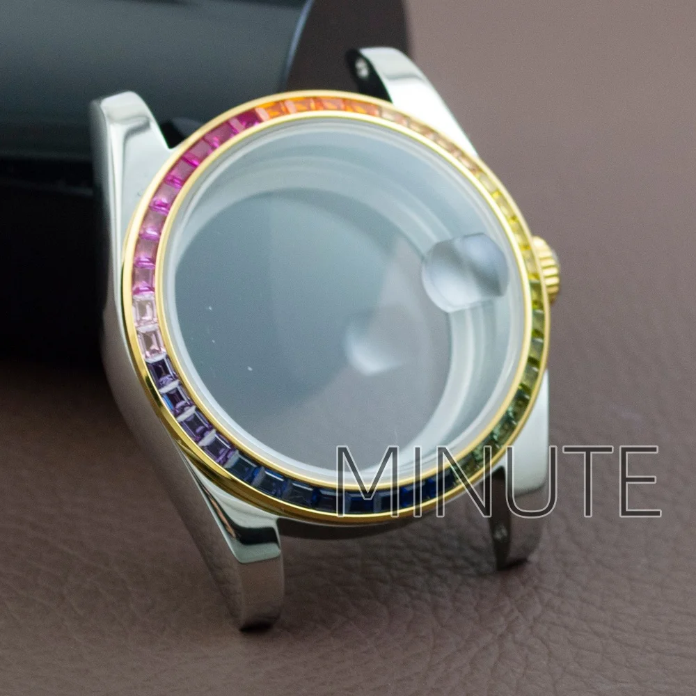 

Datejust Watch Case NH35 Diamond 36mm Case 316L Stainless Steel Sapphire Glass Fit NH34 NH36 Movement Waterproof Accessories