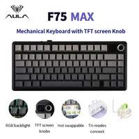 AULA F75 MAX Wireless Mechanical Keyboard with TFT Screen Knobs 75% Layout Hot Swappable RGB Backlight Gaming Keyboards for PC