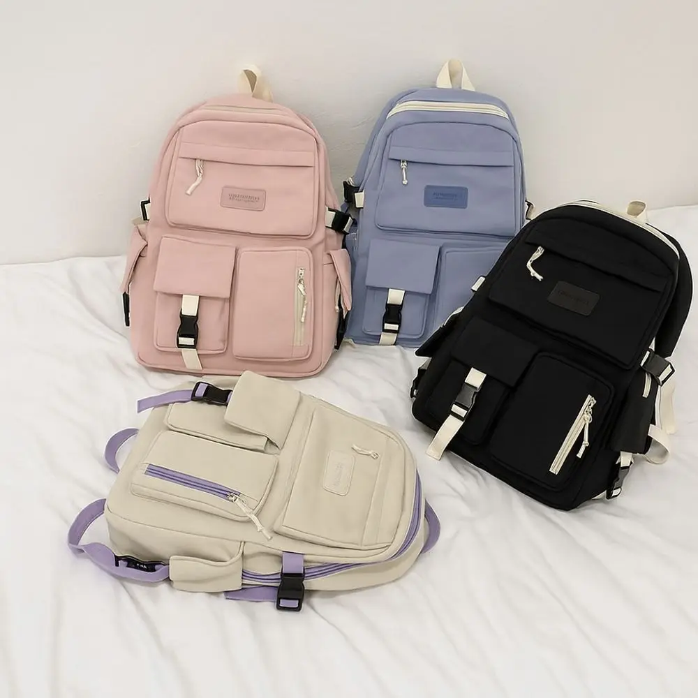 Mochila de estudante de grande capacidade respirável alça ajustável mochila escolar leve multi-bolso mochila casual viagem