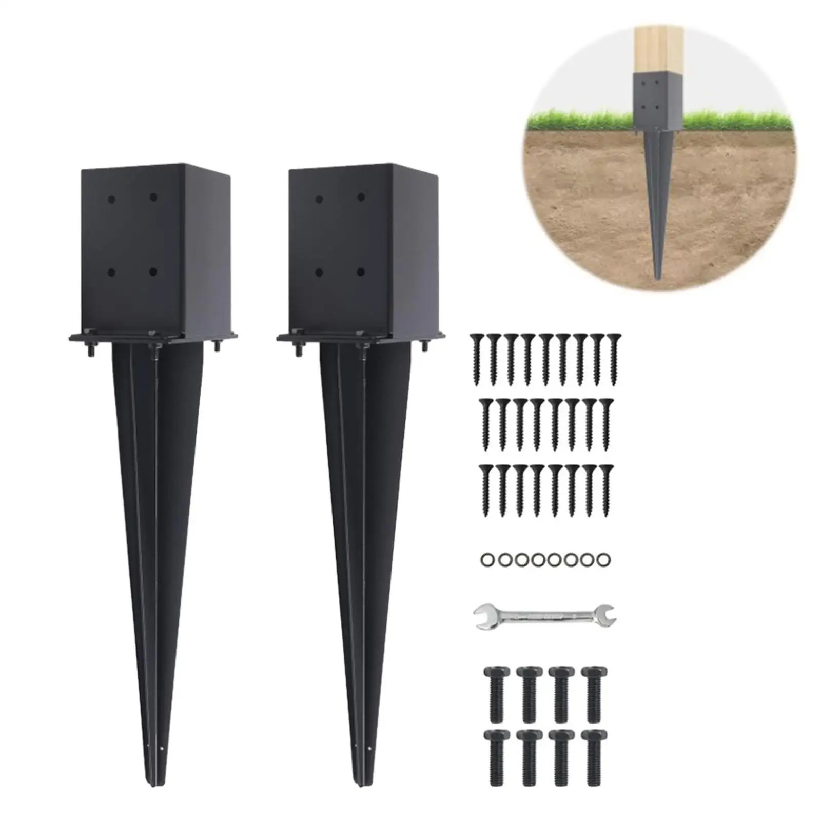 2Pcs Fence Post Anchor Ground Spikes Outdoor Support Premium Decorative Post Base Spikes Mailbox Post Anchors for Railing Fence