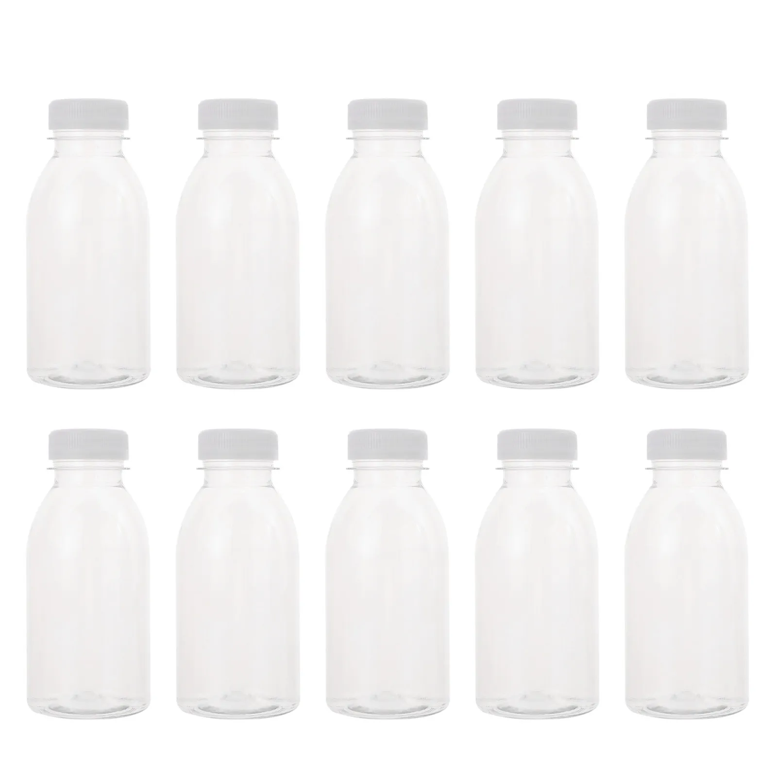 

10pcs 300ml Transparent Juice Storage Bottles with Lids Empty Beverage Dispenser for Home Camping Hiking Simple Milk Drink Ware