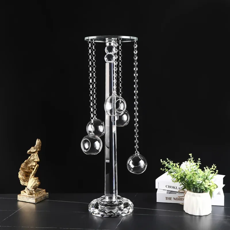 Elegant Crystal Candlestick Holder for Wedding Table Centerpiece Decorative Glass Flower Vase Home Party Banquet Decoration