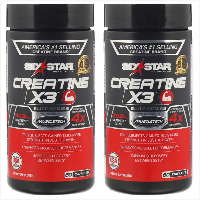 2pcs Six Star Elite Series Creatine X3, 60 Caplets, Body Building, Enhances Muscle Performance