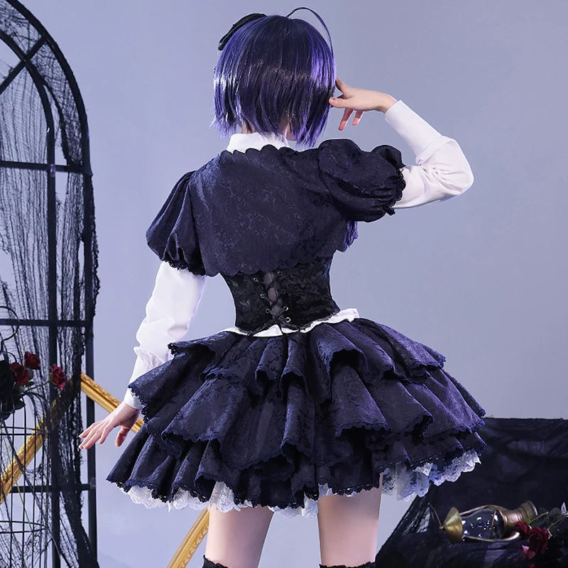 Anime Chunibyo Love cos Takanashi Rikka cosplay dark Lolita Gorgeous dark pattern dress female costume A