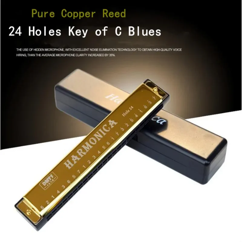 1PCS Professional 24 Hole Harmonica Mouth Metal Organ for Children and Adults Beginners Musical Toys