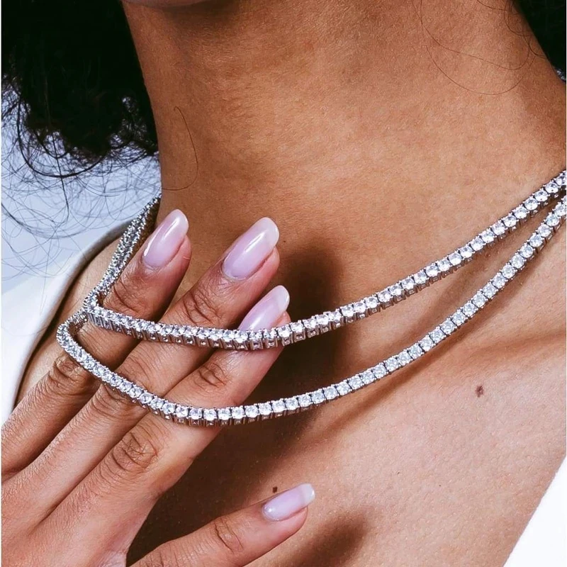 Tenis Choker Naszyjniki Kobiety HipHop Iced Out AAA + Cyrkonia Złoty Łańcuch Kobieca Biżuteria na Szyję Kryształ OHN099