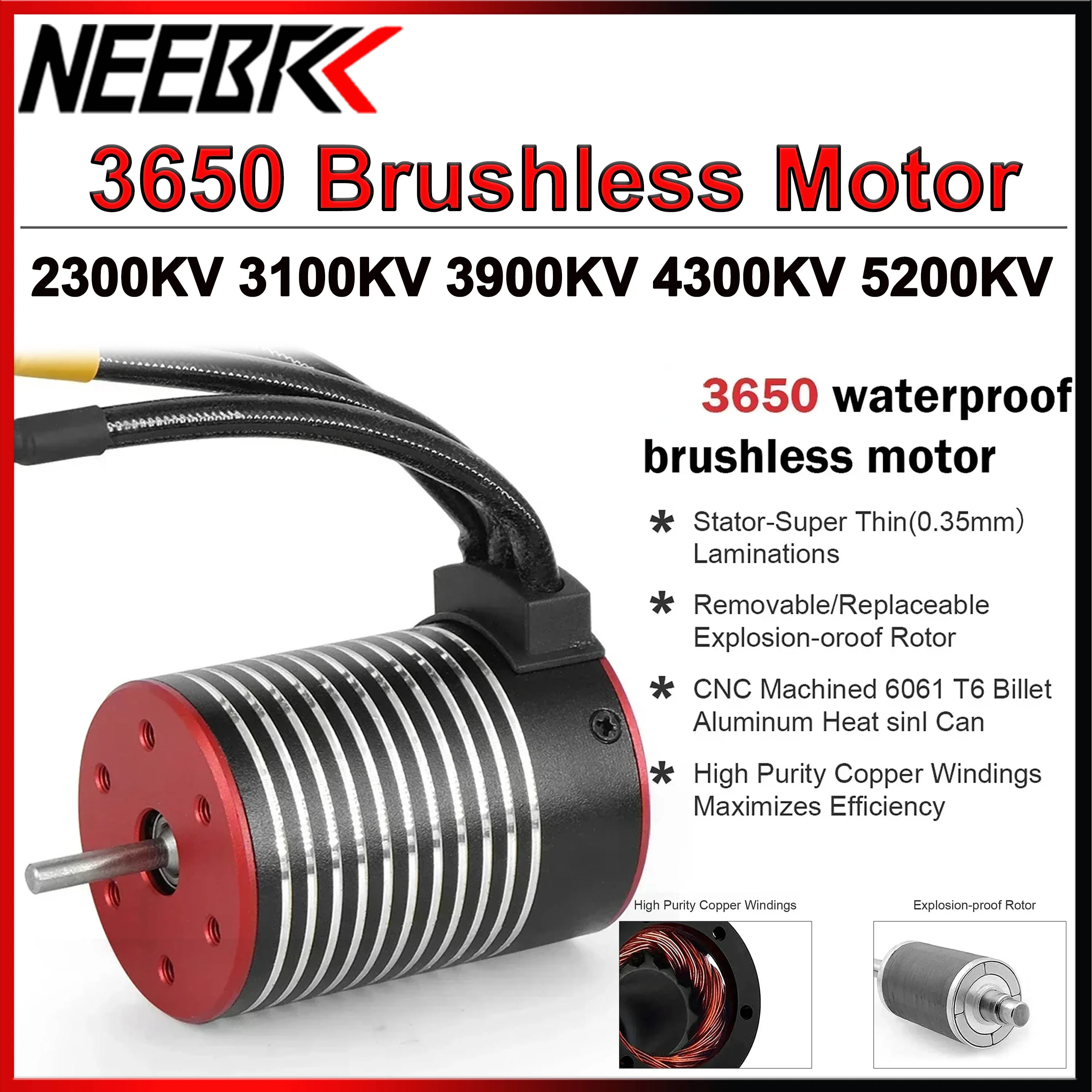 NEEBRC 3650 Bürstenloser Motor 2300KV 3900KV 5200KV für 1/10 RC Rennwagen Crawler Trucks Panzer Wltoys Traxxas TRX4 Axial SCX10 Ersatzteil