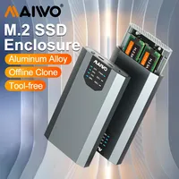MAIWO Dual Bay SSD Duplicator M.2 SATA SSD Enclosure Offline Clone Aluminum USB Type-C Gen2 Storage Box M2 Hard Drive Case