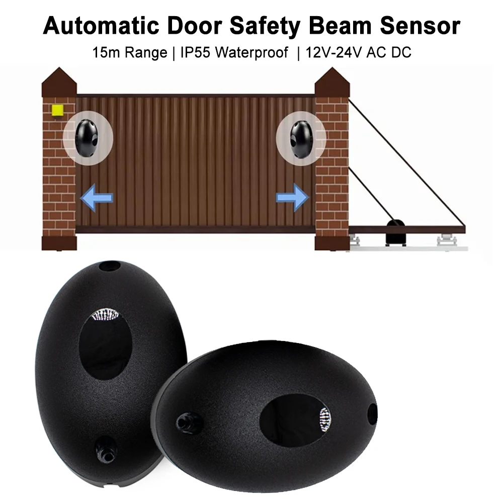 

Universal Waterproof Infrared Photocells Single Beam Sensor Detector 12V-24V AC DC Security Auto Gate Barrier Access Control