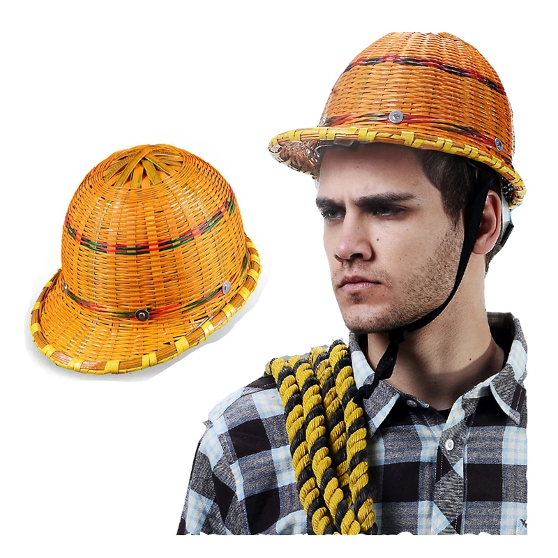 Bamboo Hat Summer Breathable Safety-Helmets With Steel Plate Inner Shell Hard Cap For Working Workers Protection