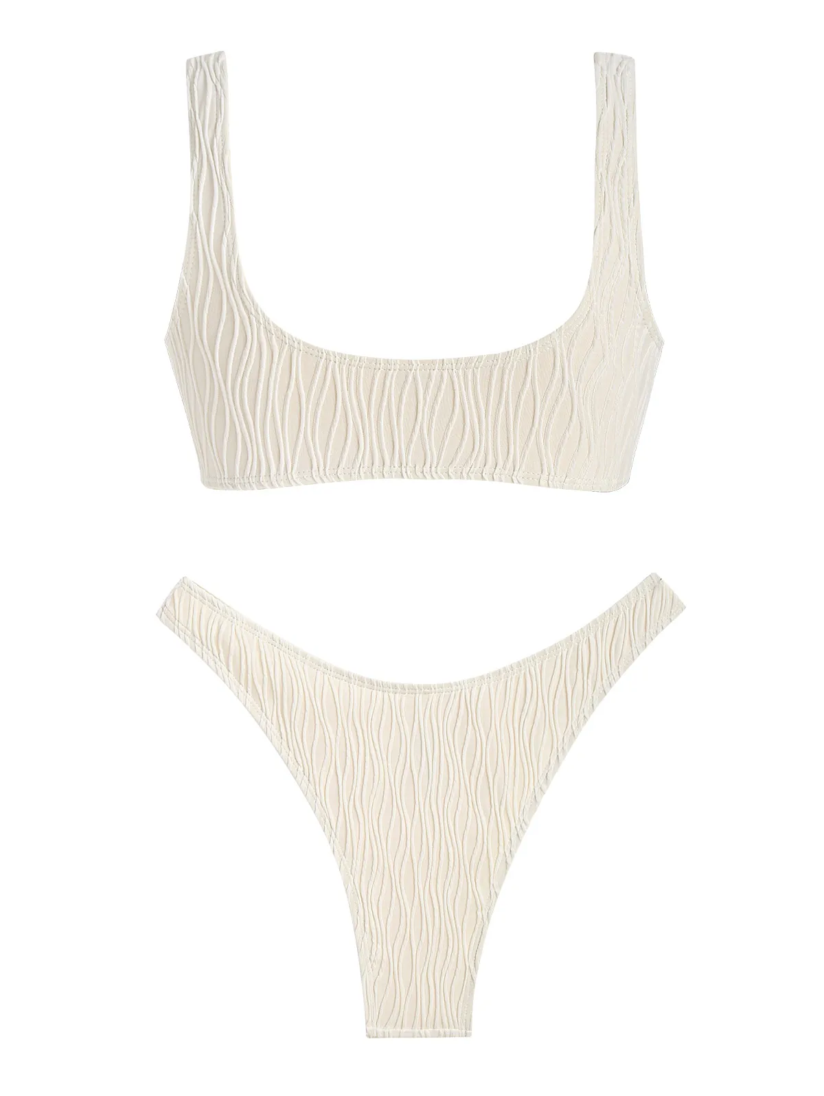 Damskie stroje kąpielowe Seamolly Wave Textured Cinched High Leg Brazylijskie bikini Set