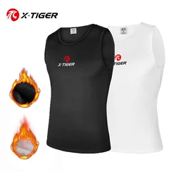 X-TIGER Winter Cycling Base Layer White Black Sleeveless Thermal Fleece Sports Jerseys Bicycle Warmth Shirt Warm Bike Underwear